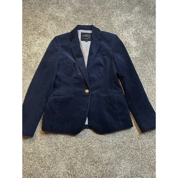 J.Crew Navy Corduroy Campbell Blazer Jacket Women's Size: 8 - Picture 1 of 3